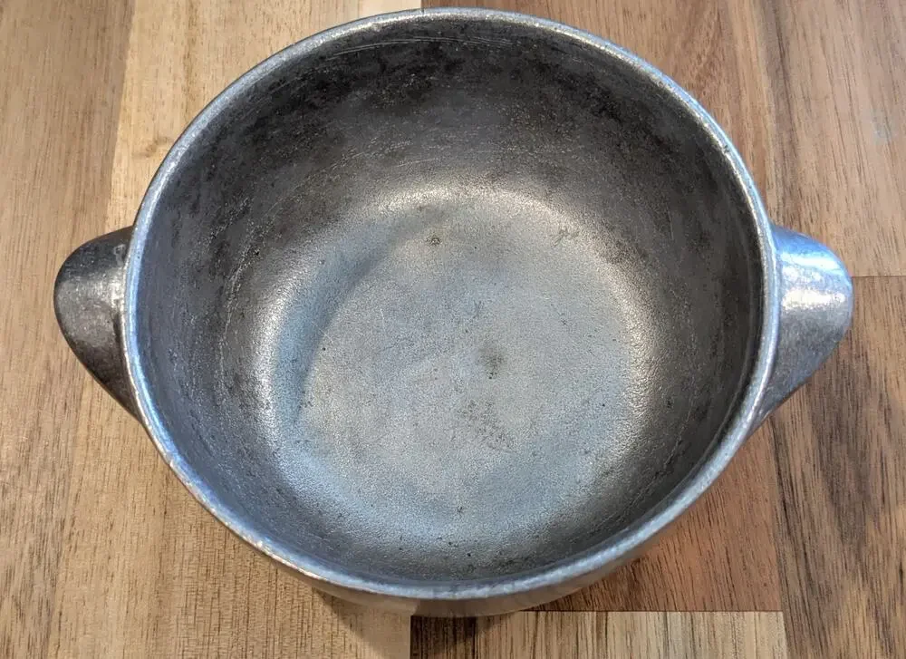 Vintage Pewtarex York PA Pewter Soup Bowl Crock Tab Handles Olde Country 4